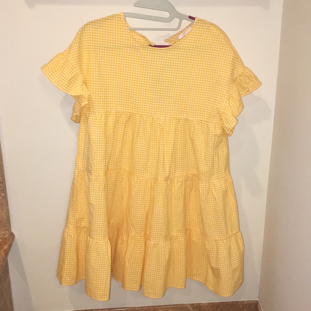 Yellow gingham babydoll dress